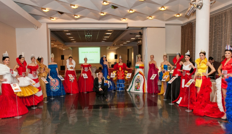 Na fotografii róby v pořadí měst zleva Bratislava, Hradec Králové, Karlovy Vary, Kroměříž, Moravská Třebová, Nový Bydžov, Olomouc, Ostrava, Ostrožská Nová Ves, Plzeň, Přerov, Tábor, Ústí nad Labem, Praha, Česká republika.