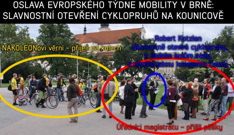 Otevření cyklopruhů se neslo v jasném odlišení politiků a uživatelů cyklopruhů, foto: BrnoNaKole
