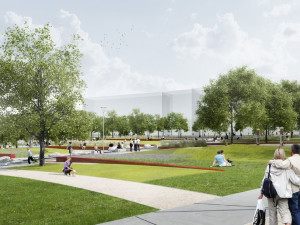 Návrh řešení Horního náměstí v Bystrci od ateliéru RAW, vizualizace: Ateliér RAW