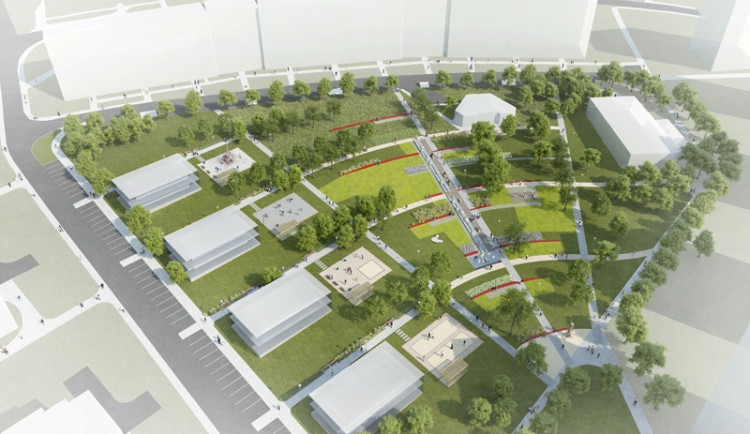 Návrh řešení Horního náměstí v Bystrci od ateliéru RAW, vizualizace: Ateliér RAW