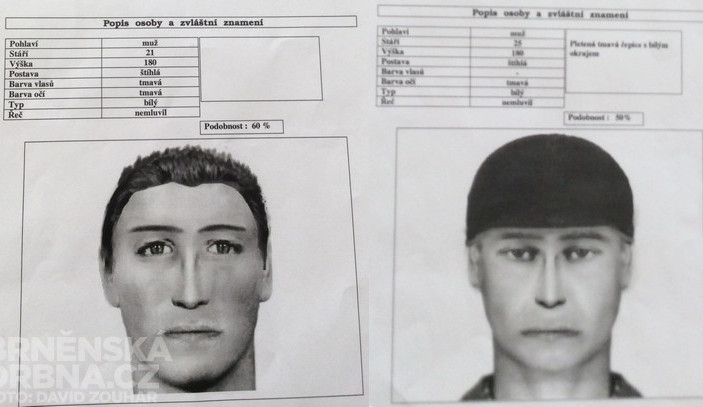 Policisté na základě popisu žen vypracovaly portréty útočníka, foto: Policie ČR, Brněnská Drbna, David Zouhar
