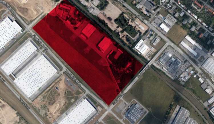 Pohled na lokalitu Černovická terasa, kde má vyrůst logistické centrum Amazon