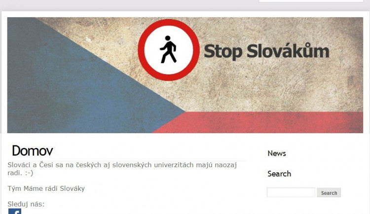 V současnosti je na stránce napsáno, že autor má slovenské studenty rád, foto: stopslovakum.cz