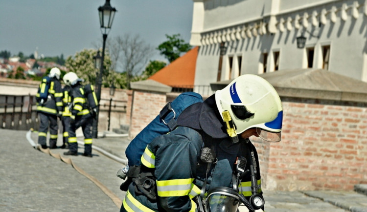 Hasiči nacvičovali likvidaci plamenů na Špilberku, foto: hasiči JMK