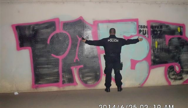 Grafitti od právě polapeného autora, foto: MP Brno