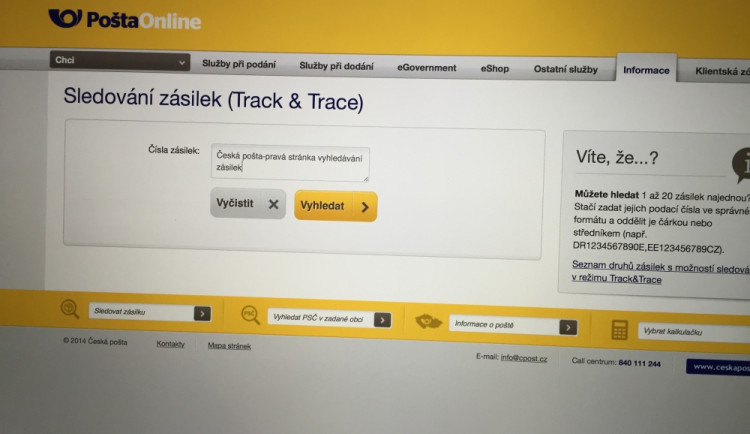 Česká pošta-sledování zásilek