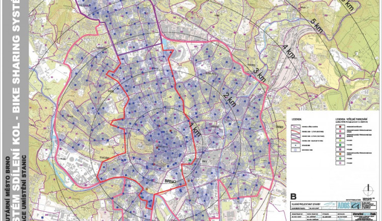 Mapa s možným umístěním stanic