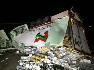 Zlomený kamion na D2