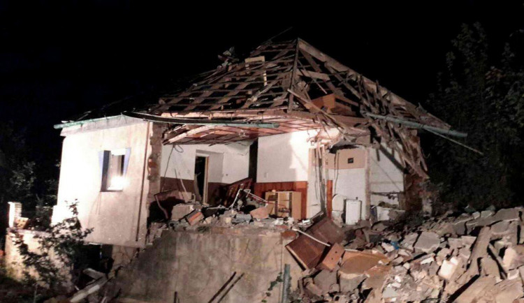 Rodinný dům v Olešnici po následcích výbuchu. Zdroj: HZS JMK