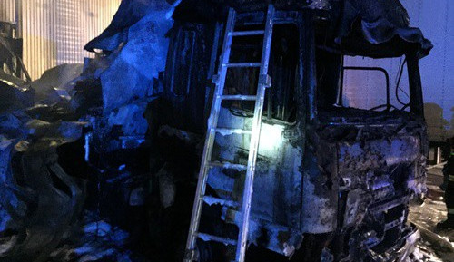 Ohořelý kamion v Modřicích