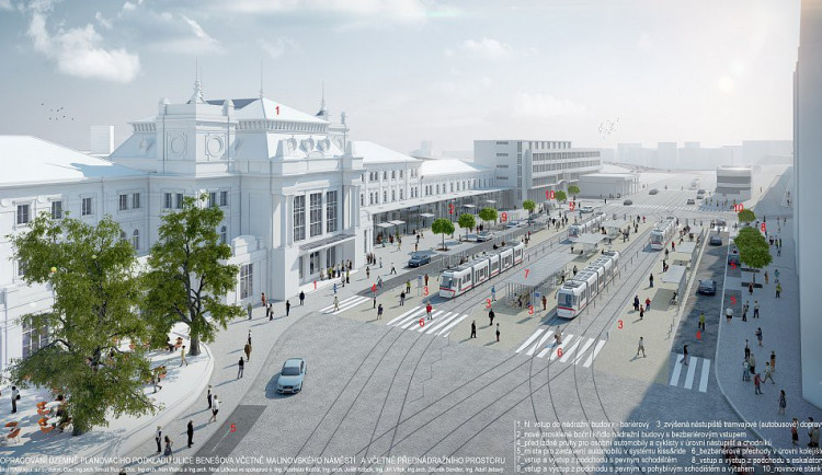 Vizualizace opravy Benešovy ulice, přednádražní prostor, Autor: Atelier RAW
