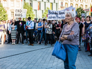 FOTOGALERIE: Proti Zemanovi a Babišovi se na Svoboďáku opět protestovalo, účast byla nižší