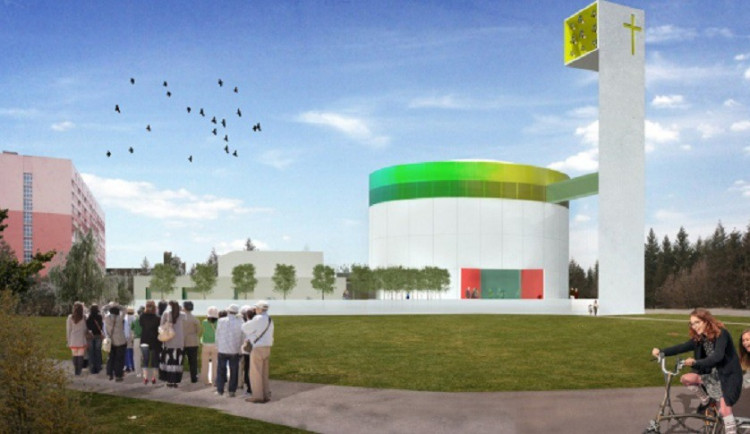 Vizualizace nového kostela na Lesné