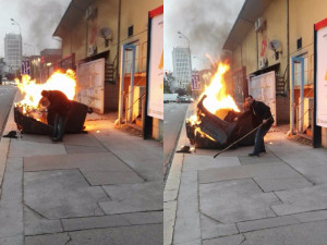 VIDEO: Vězeň na útěku zapaloval u Zvonařky kontejnery. Při honičce s policisty skočil ve Vaňkovce z prvního patra