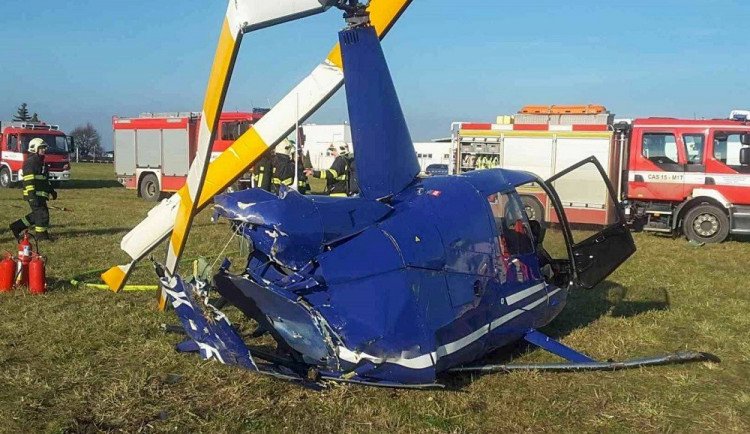 Trosky vrtulníku v Tuřanech