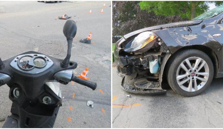 FOTO: Postarší řidič skútru nedal přednost autu. Při převozu do nemocnice zemřel