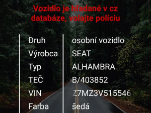 Ukradený Seat Alhambra