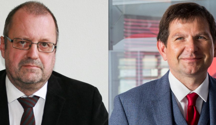 Kandidáti na rektora Jaromír Leichmann a Martin Bareš