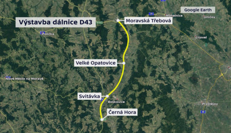 Plánovaná trasa silnice 43