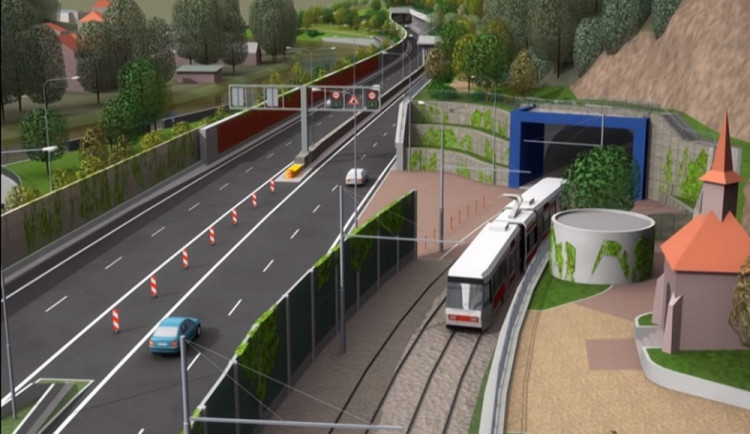 Vizualizace Žabovřeské a tramvajového tunelu.