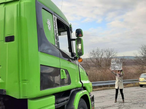 Aktivistka pred autem