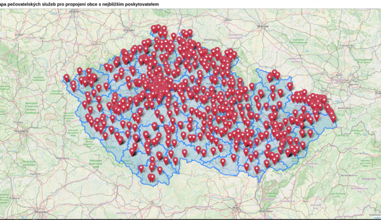Interaktivní mapu mohou využít obce pro vyhledání asistence pro své seniory