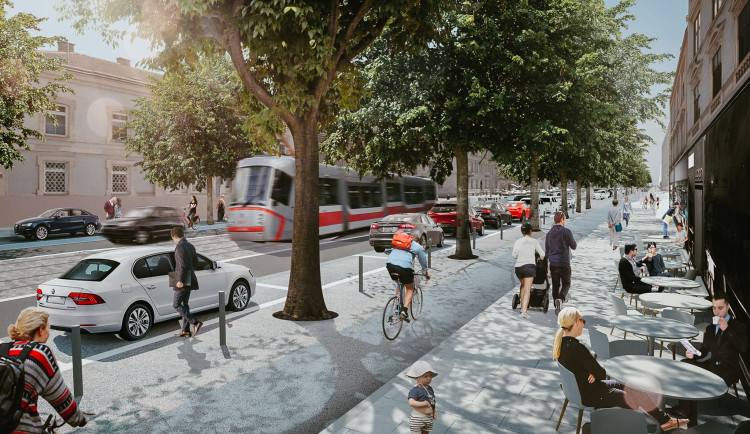 Původní návrh rekonstrukce Štefánikovy ulice, který u lidí neuspěl.