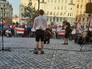 Běloruské občanské protesty podpořila v Brně asi tisícovka lidí