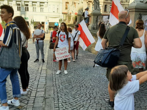 Běloruské občanské protesty podpořila v Brně asi tisícovka lidí