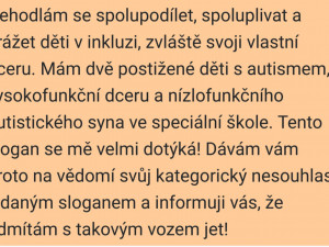 Řidič brněnské hromadné dopravy odmítá jezdit autobusem se sloganem „Zdravé školství bez inkluze“ od hnutí SPD. Uráží to jeho děti