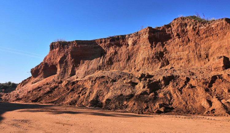 Místo těžebního prostoru park. Černovická pískovna zezelená