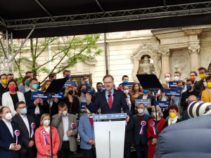 Koalice Spolu zahájila brněnskou kampaň, počasí politikům nepřálo