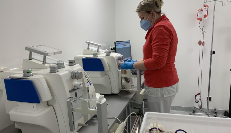 Transfuzní oddělení ve Fakultní nemocnici u svaté Anny.