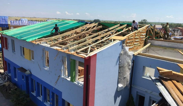 Mateřská škola Hrušky po tornádu.