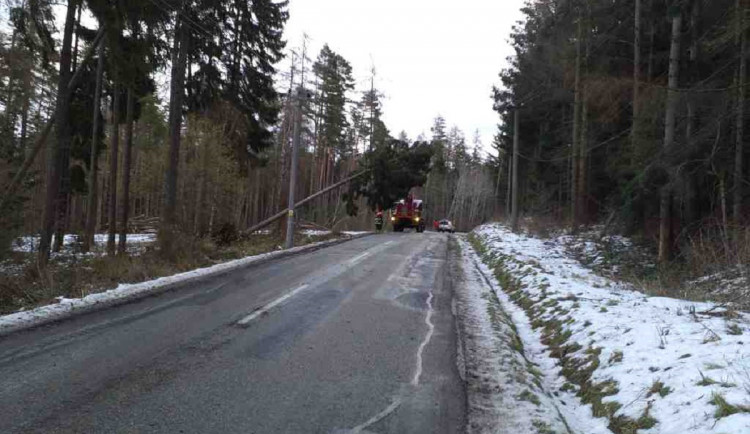 Silný vítr komplikuje dopravu na jižní Moravě, tisíce domácností jsou bez elektřiny