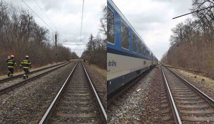 Vlak na Břeclavsku zastavil spadlý strom. Cestující museli hodiny čekat ve vagonech bez proudu