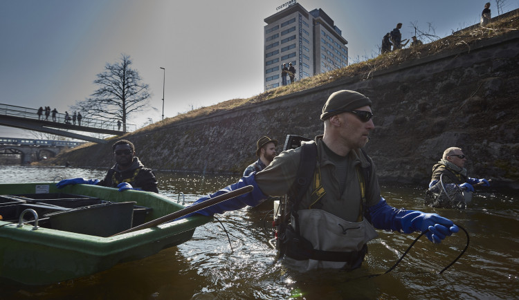 Brněnská řeka Svratka vydala při výlovu své poklady. Tuny ryb, mobily a nákupní vozíky