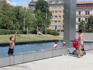 Z brněnské kašny je plovárna. Brňané se i přes zákaz ve vodní díle rochní