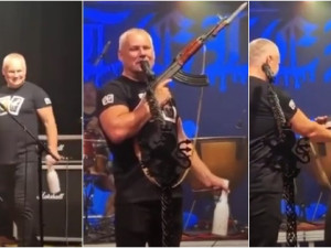 VIDEO: Kajínka prověřuje policie, při koncertu skupiny Ortel mával na pódiu samopalem