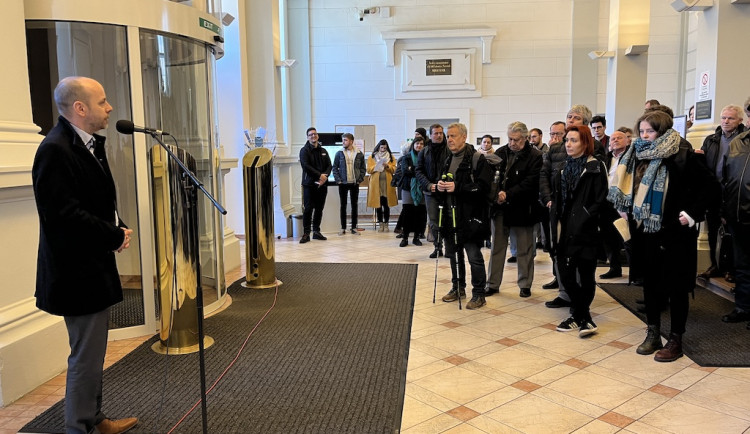 Protest v budově HF JAMU