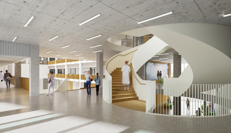 Vizualizace interiéru nové budovy v univerzitním kampusu