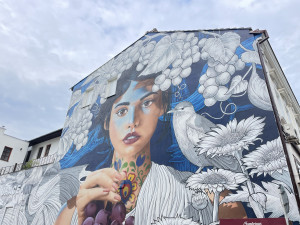 Hodonín zírá. Známý umělec vyzdobil cukrárnu obří malbou