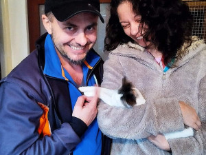 Týrané kotě Jiřinka se spáleným čumákem a zlomeným ocasem našlo nový domov