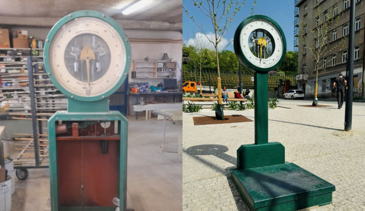 Stará zelinářská váha z Hodonína zdobí náměstí na pražském Žižkově