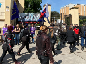 Skupina Kaputin protestovala v Brně proti příjezdu příznivců proputinovské motorkářské skupiny Noční vlci