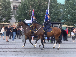 VIDEO: Do centra Brna dorazily desítky policistů na koních. Předvedou své dovednosti