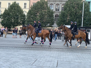 VIDEO: Do centra Brna dorazily desítky policistů na koních. Předvedou své dovednosti