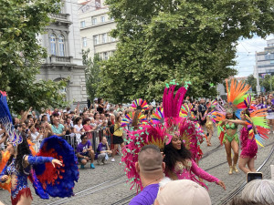 VIDEO: Ulicemi Brna se prohnal bujarý karnevalový průvod. Vtáhl místní do víru barev, tance a exotiky