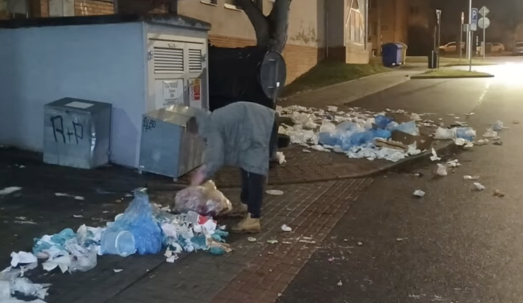 VIDEO: Chlapík po ulici rozhazoval odpadky z popelnice. Dostal pokutu a vše poslušně uklidil