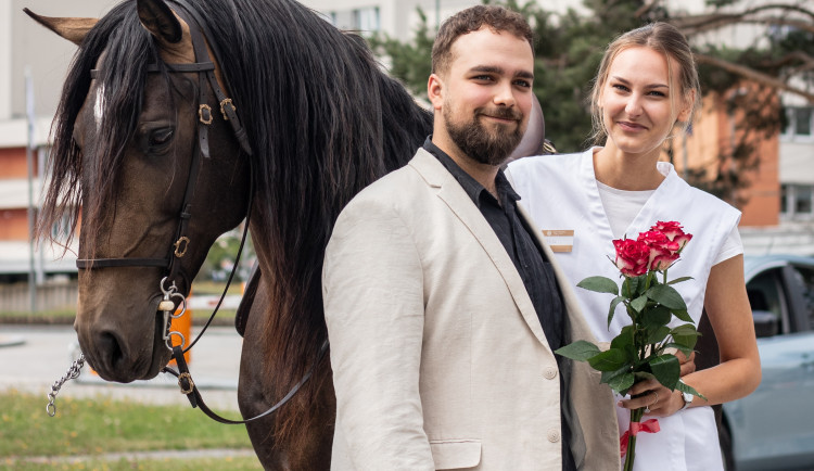 Požádat o ruku přijel přítelkyni do IGY Centra na koni. Řekla ano